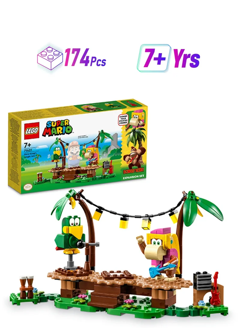 ليغو Super Mario Dixie Kong’S Jungle Jam Expansion Set 71421 Collectible Building Toy Set; Featuring 2 Brick-Built Characters; Fun Gift Playset For Kids Aged 7 And Over To Combine With A Starter Course (174 Pieces)