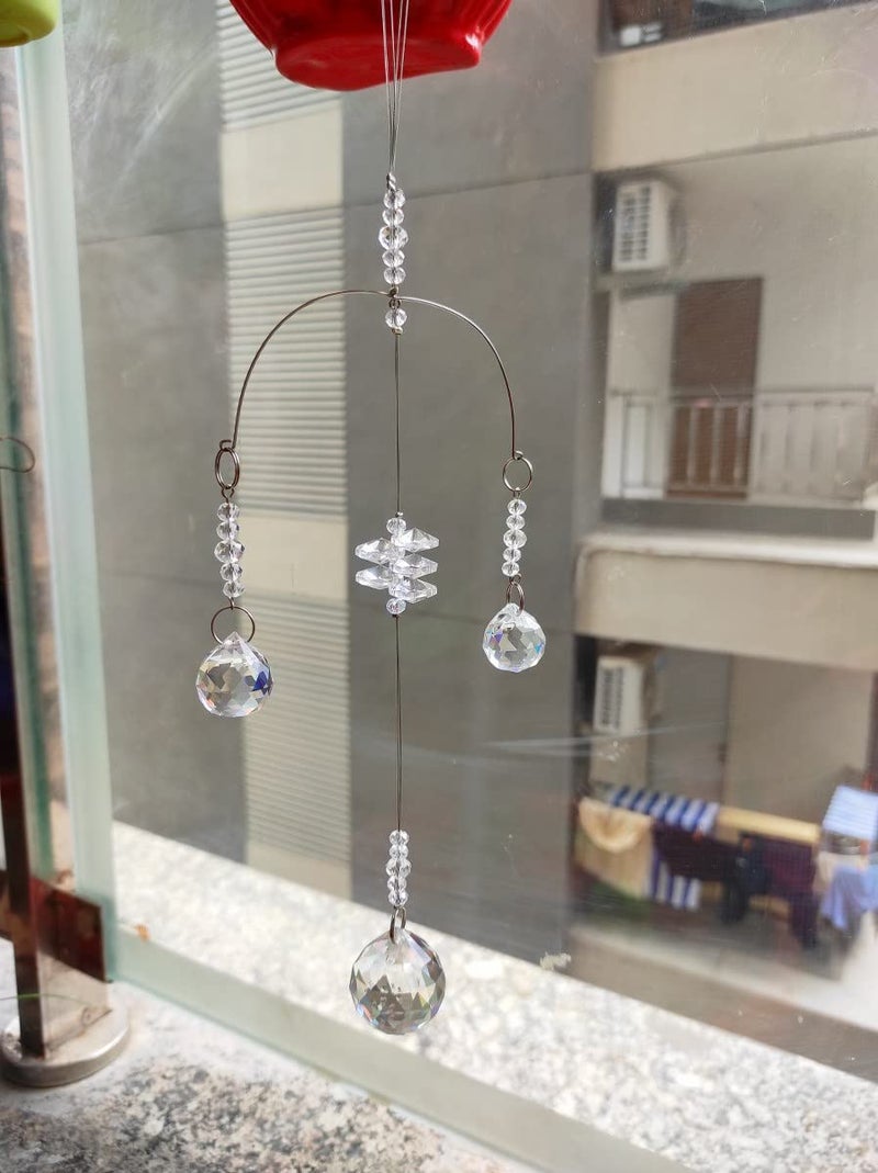 Light Wave Beautiful Sparkling Crystal Rainbow Sun-Catcher Ball Prism Pendant Hanging, Window, Garden, Balcony Hanging Ornament, Car Hanging (Model 5) - Image 3