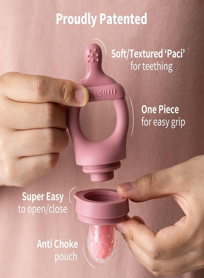 SAMiGO Baby Food Fruit Feeder and Breastmilk Popsicle Mold Set, Silicone Fruit Teether, Food Feeder Pacifier for Teething Relief, Freezer Tray, Baby Feeding Essentials, 4 Months+ - Image 3