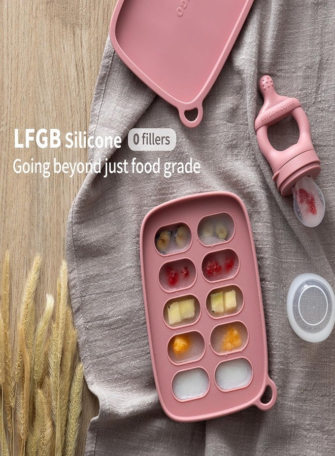 SAMiGO Baby Food Fruit Feeder and Breastmilk Popsicle Mold Set, Silicone Fruit Teether, Food Feeder Pacifier for Teething Relief, Freezer Tray, Baby Feeding Essentials, 4 Months+ - Image 2
