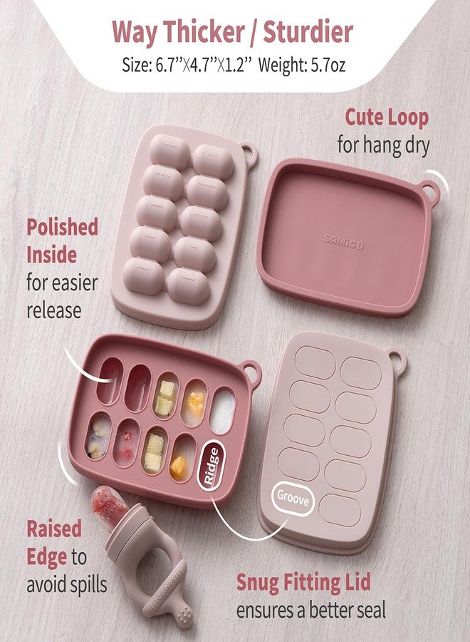 SAMiGO Baby Food Fruit Feeder and Breastmilk Popsicle Mold Set, Silicone Fruit Teether, Food Feeder Pacifier for Teething Relief, Freezer Tray, Baby Feeding Essentials, 4 Months+ - Image 4