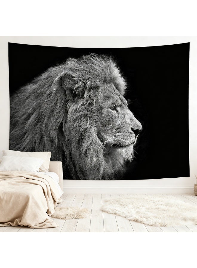 Cool Lion Printed Home Decor Tapestry Rock Style Animal Wall Decor For Bedroom Study Office Bar Black Wall Hanging Tapestries 130*150cm - Image 3