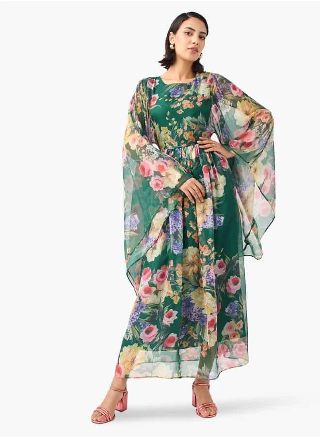 2Xtremz 2Xtremz Floral Print Dress with Volume Sleeves