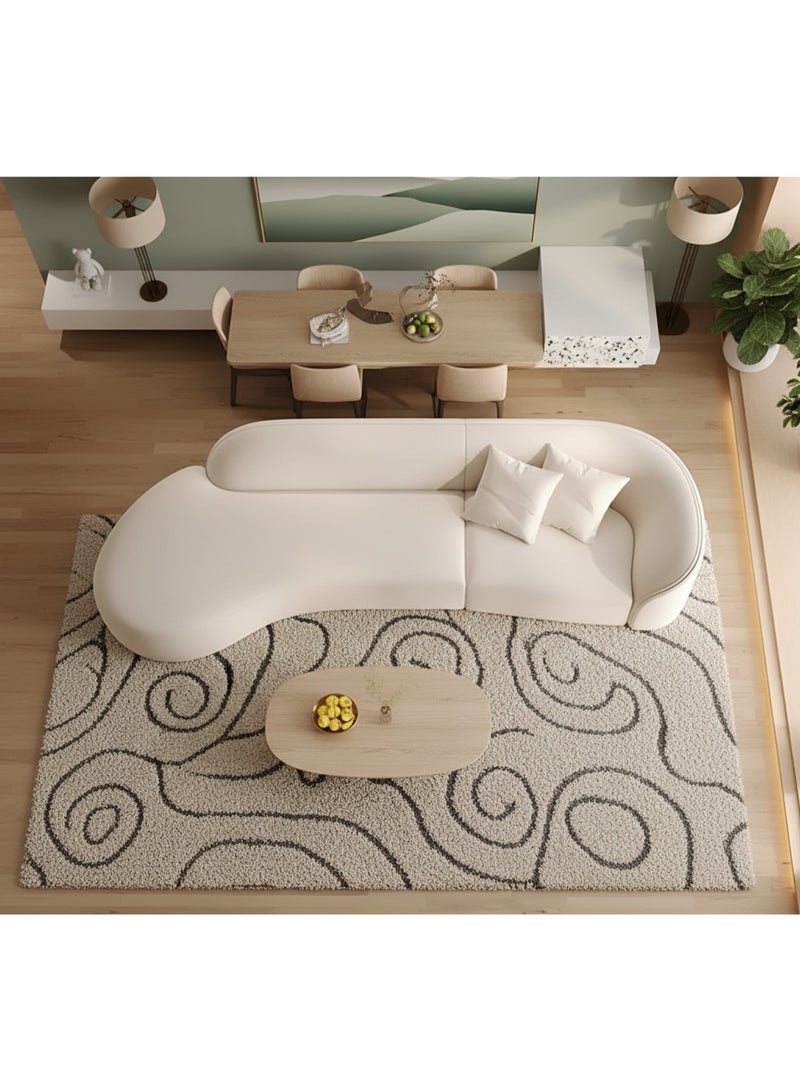 أريكة زاوية فاخرة بتصميم منحني حديث مع إسفنج عالي المرونة – بطول 340 سم، قماش كريمي فاخر لغرف المعيشة والفيلات والشقق | راحة قابلة للتخصيص بأسلوب اسكندنافي - Image 1