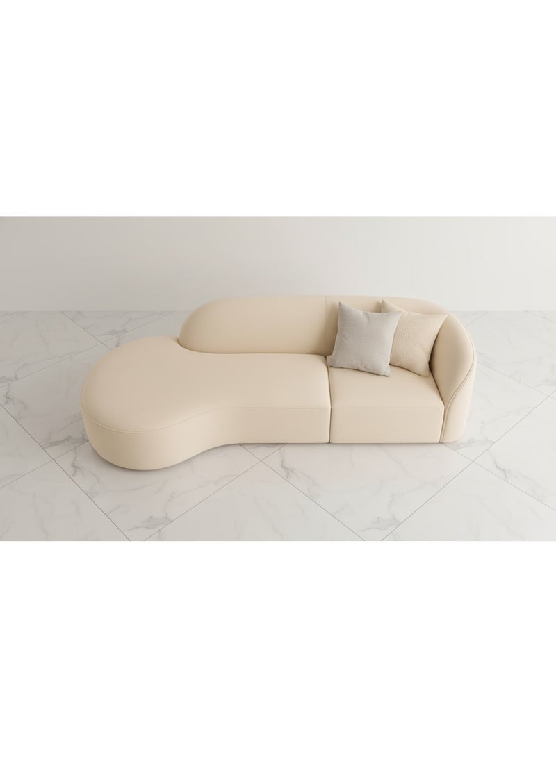 أريكة زاوية فاخرة بتصميم منحني حديث مع إسفنج عالي المرونة – بطول 340 سم، قماش كريمي فاخر لغرف المعيشة والفيلات والشقق | راحة قابلة للتخصيص بأسلوب اسكندنافي - Image 5