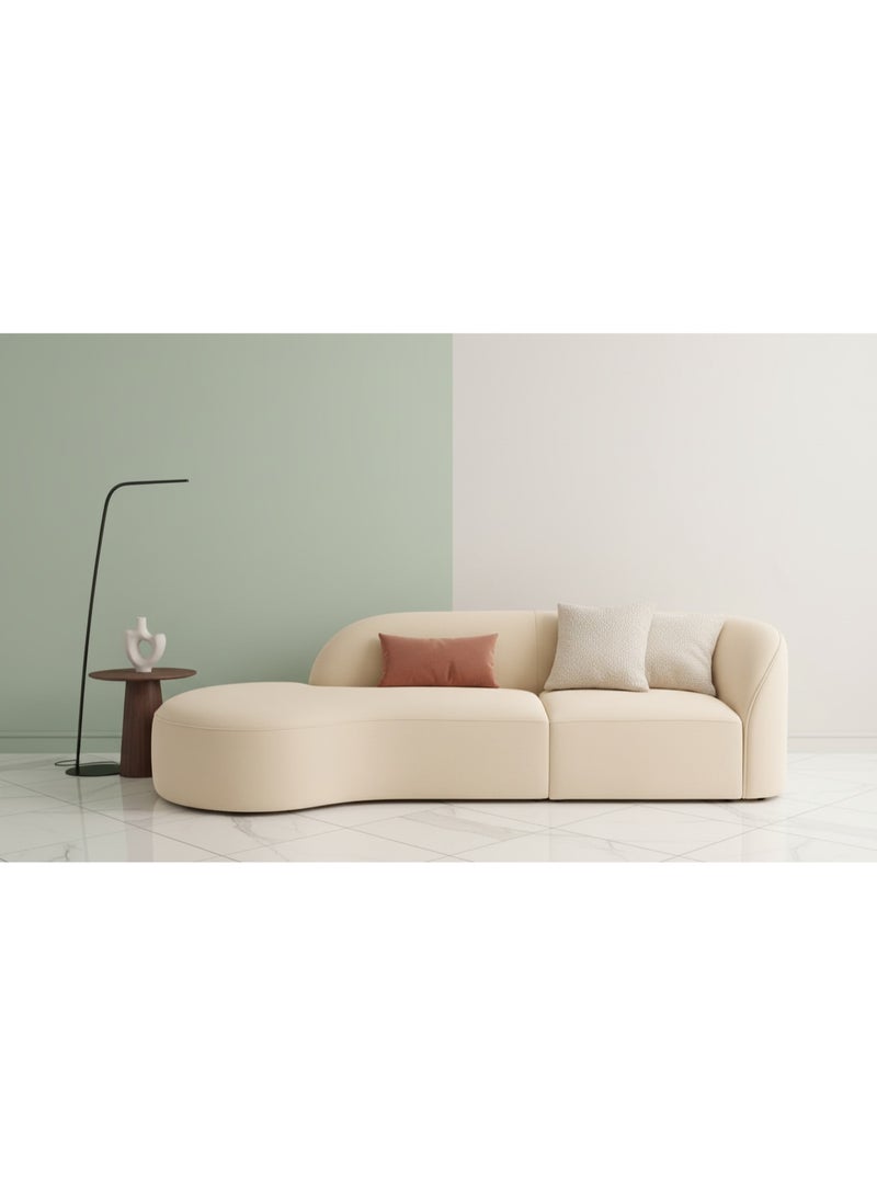 أريكة زاوية فاخرة بتصميم منحني حديث مع إسفنج عالي المرونة – بطول 340 سم، قماش كريمي فاخر لغرف المعيشة والفيلات والشقق | راحة قابلة للتخصيص بأسلوب اسكندنافي - Image 3