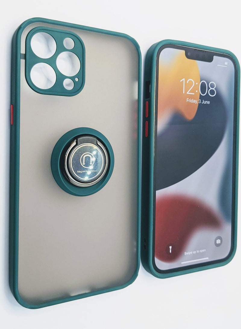 iPhone 12 pro Case, Protective Back Cover Ring with Magnet Case for iPhone 12 Pro Green 6.1"