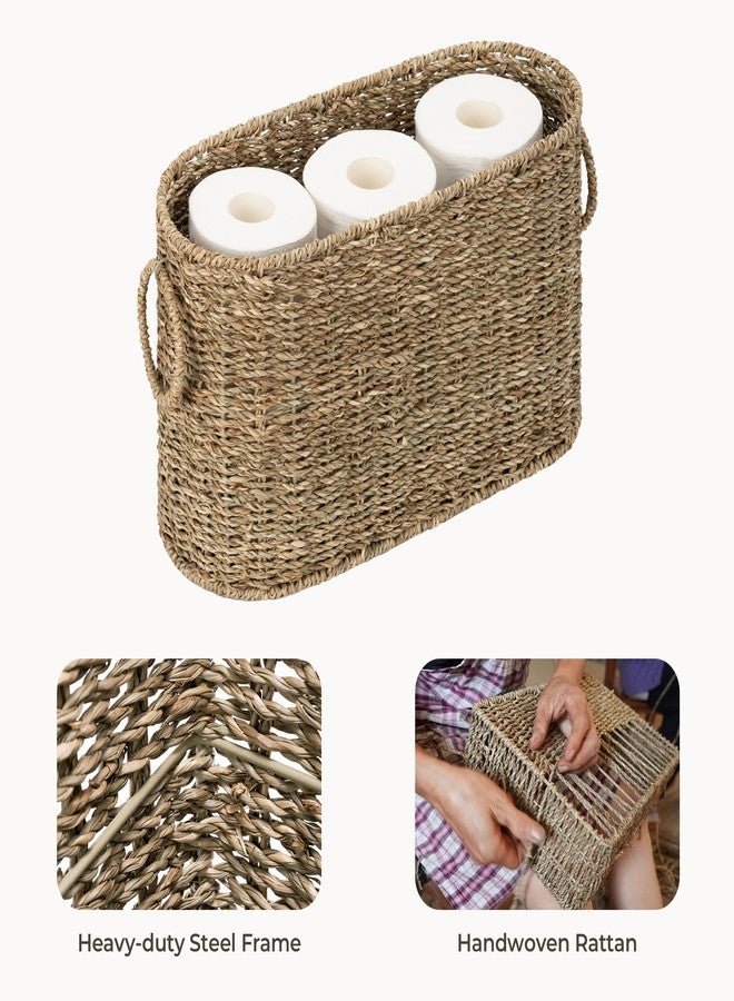 StorageWorks Toilet Paper Storage, Toilet Paper Storage Holder for 6 Regular Rolls, Wicker Basket for Bathroom, Natural Seagrass - Image 3