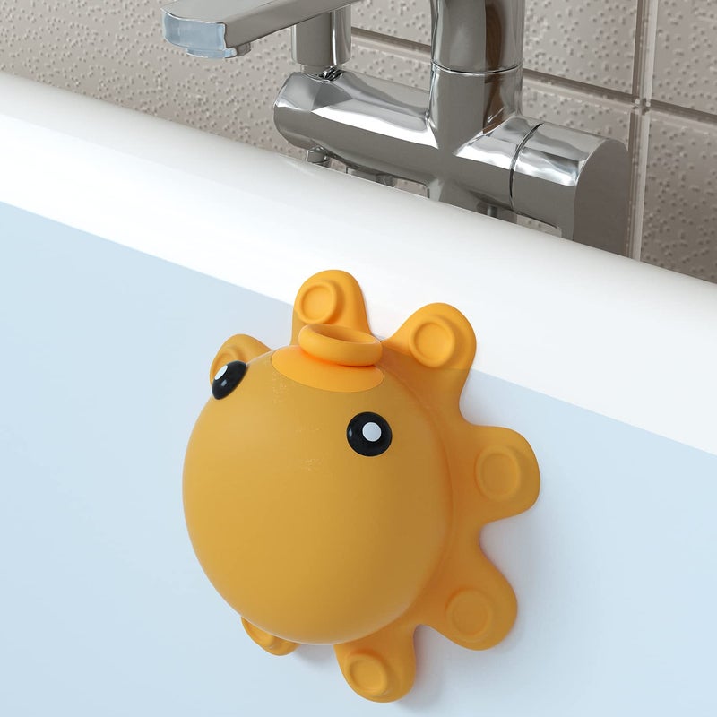 Bathtub Overflow Drain Cover  Tub Soak Bath Cover Adds Inches of Water for Deeper Bath Silicone Yellow