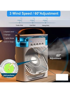 Generic Portable Mist Fan with 5 Water Outputs and 3 Speeds and 7 Different LEDs Light Colours 600ml Capacity  - Image 3