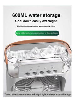 Generic Portable Mist Fan with 5 Water Outputs and 3 Speeds and 7 Different LEDs Light Colours 600ml Capacity  - Image 4
