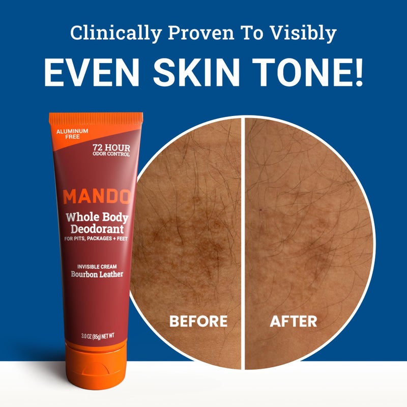 Mando Whole Body Deodorant For Men - Invisible Cream - 72 Hour Odor Control - Aluminum Free, Baking Soda Free, Skin Safe - 3 Ounce Tube (Pack of 2) - Bourbon Leather and Mount Fuji - Image 4