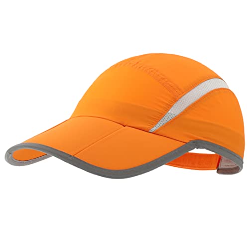 Connectyle Foldable Mesh Sun Cap Outdoor Sports Hat Breathable Sun Runner Cap with Reflective Trim Orange - Image 1