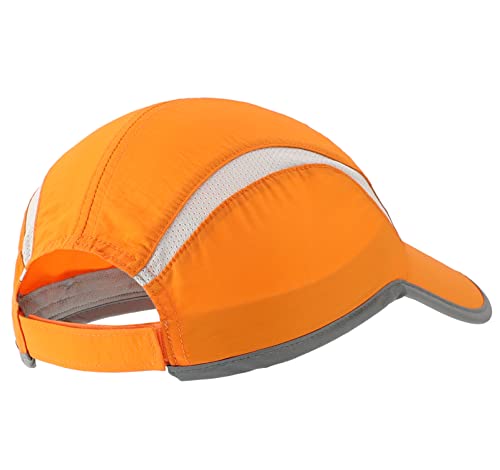 Connectyle Foldable Mesh Sun Cap Outdoor Sports Hat Breathable Sun Runner Cap with Reflective Trim Orange - Image 3