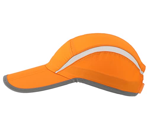 Connectyle Foldable Mesh Sun Cap Outdoor Sports Hat Breathable Sun Runner Cap with Reflective Trim Orange - Image 2