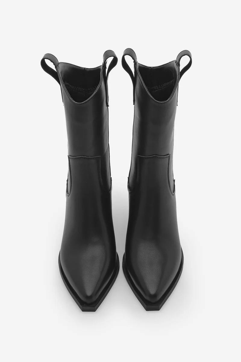مارجين Women's Thick Heel Pointed Toe Western Boots Legor