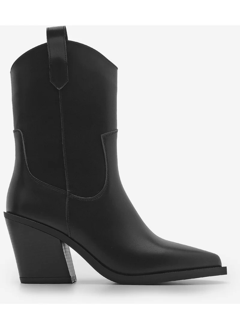 مارجين Women's Thick Heel Pointed Toe Western Boots Legor