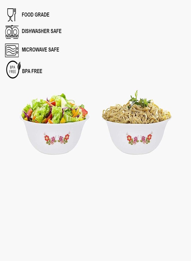 SimpArte Plastic Serving Dish, 1800 ml, Set of 2, Petunia Design Print/White Base, Standard - Image 2