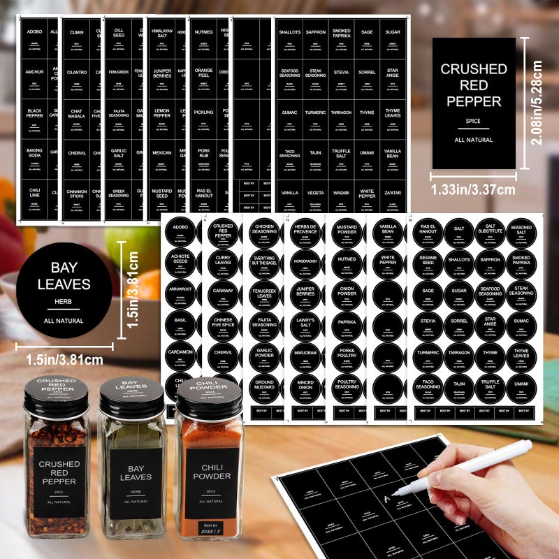 AISIPRIN 24 Pcs Glass Spice Jars with 398 Labels, 4oz Empty Square Spice Containers Seasoning Bottles - Shaker Lids, Funnel, Brush and Marker Included(Black Metal Caps) - Image 4