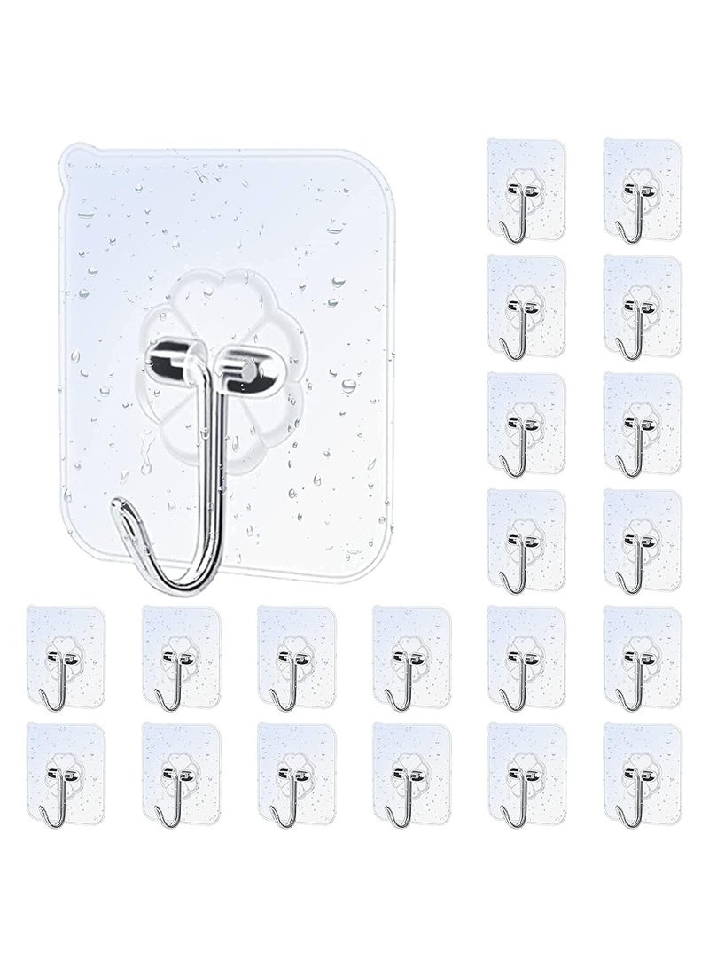 20 Pieces Waterproof Oilproof Heavy Duty Self Adhesive Sticker Hooks Transparent Wall Hook - Image 1