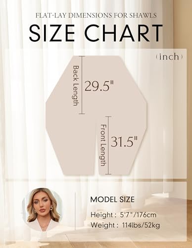 PULI Women's Elegant Shawl Wraps Soft Open Front Poncho Sweater for Spring Fall Winter beige - Image 5