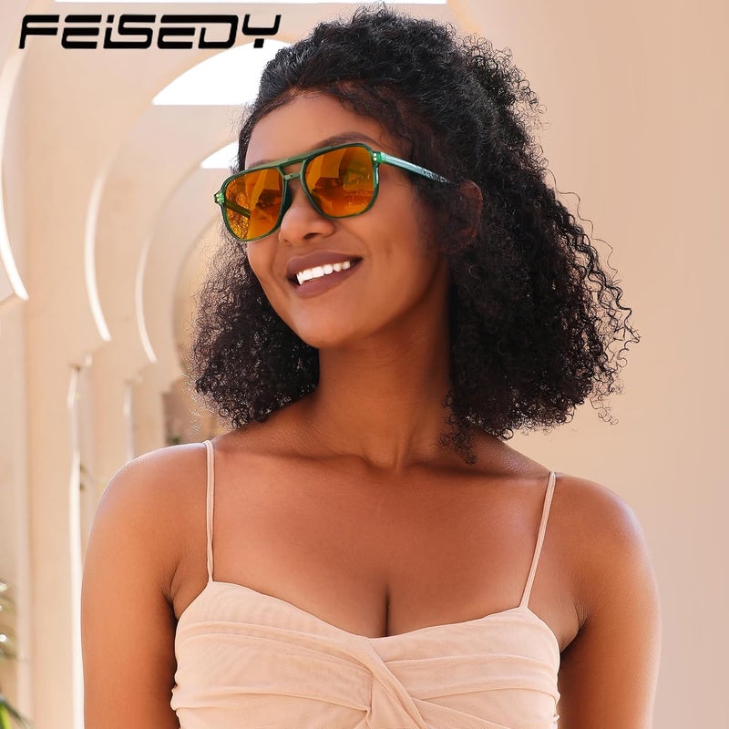 FEISEDY نظارات العنبر للحماية من الضوء الأزرق لألعاب الكمبيوتر مضادة لإجهاد العين نظارات النوم G2835 - Image 3