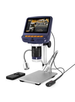 AD106S USB Digital Microscope with 4.3 inch LCD Screen, 200X for Circuit Board Soldering, Coin Microscope Camera with 8 Adjustable LED Lights, Metal Stand, Windows Compatible