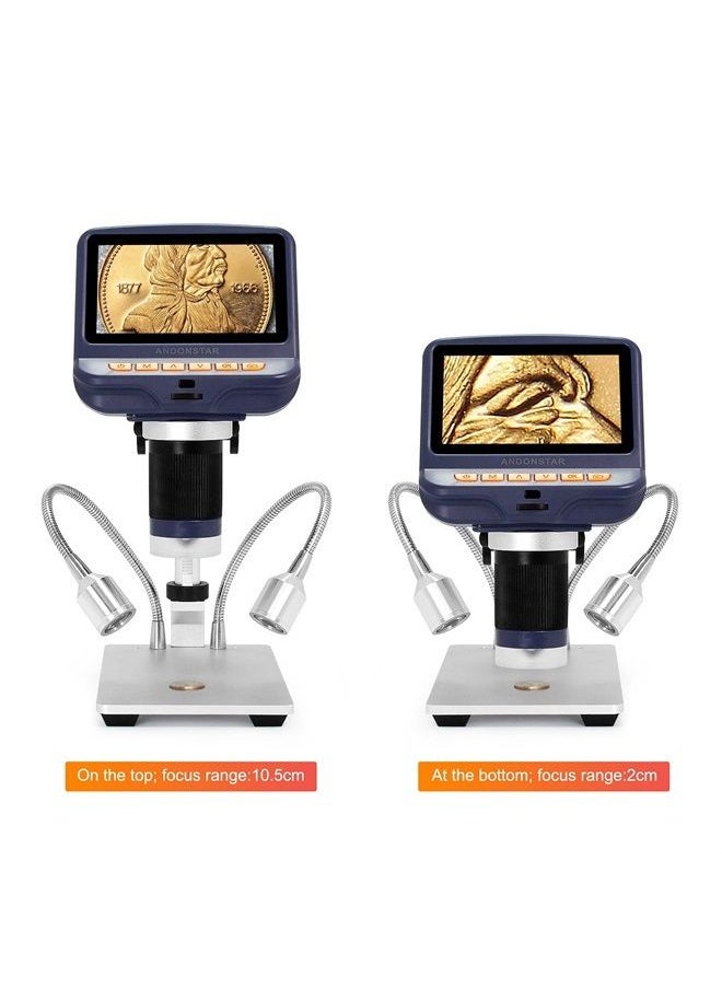 Andonstar - AD106S USB Digital Microscope with 4.3 inch LCD Screen, 200X for Circuit Board Soldering, Coin Microscope Camera with 8 Adjustable LED Lights, Metal Stand, Windows Compatible - Image 1