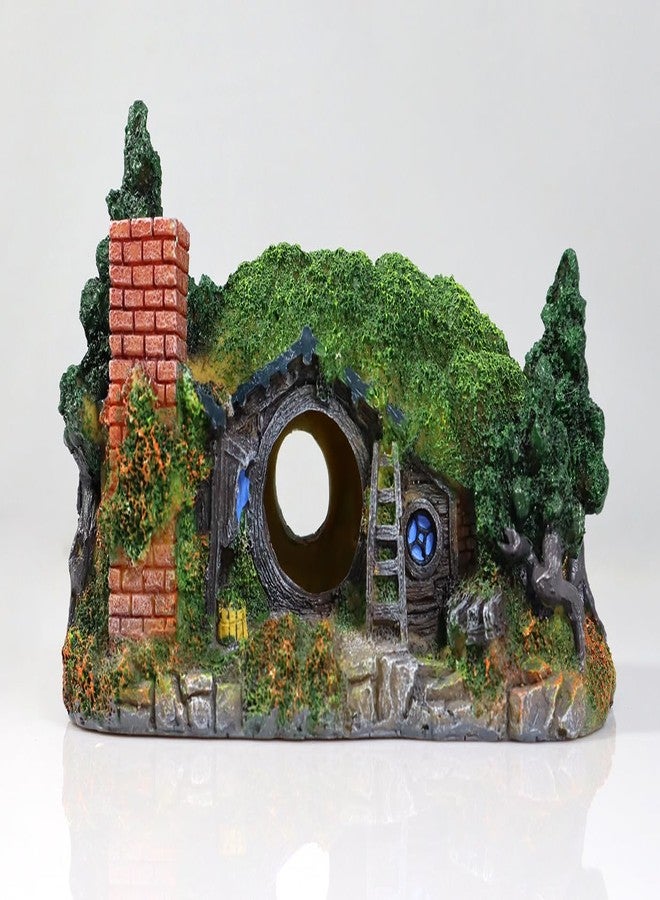 PTFJZ Hobbit Fish Tank Decorations Reptile House Hidden Hole Landscaping for Aquarium and Reptiles Decorations Mini Garden Decorating Two Sizes (S) - Image 1