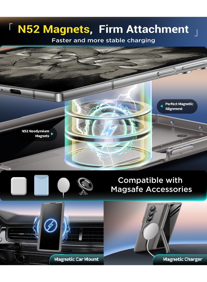 بيرفي غطاء سامسونج جالاكسي زد فولد 7 مع واقي شاشة للخصوصية، ‏[متوافق مع MagSafe] ‏[مضاد للتجسس] مزود بحاملين مخفيين مدمجين، حماية كاملة ضد الصدمات وتصميم - Image 4