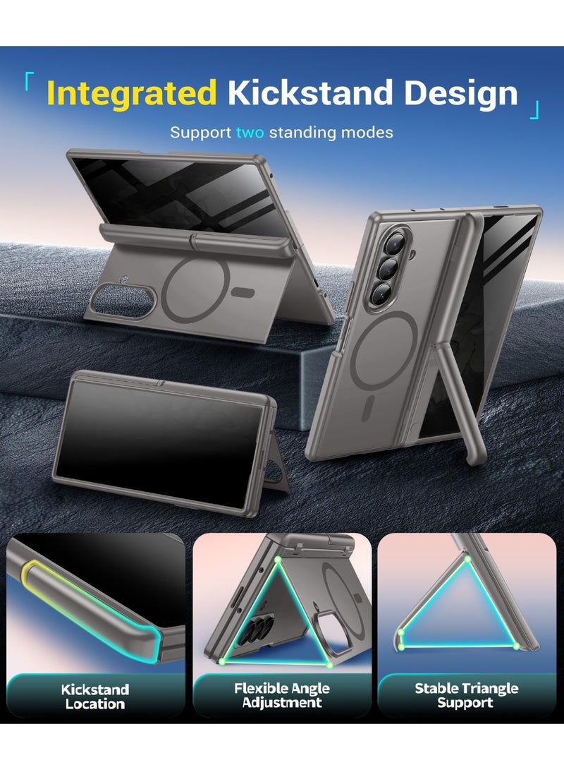 بيرفي غطاء سامسونج جالاكسي زد فولد 7 مع واقي شاشة للخصوصية، ‏[متوافق مع MagSafe] ‏[مضاد للتجسس] مزود بحاملين مخفيين مدمجين، حماية كاملة ضد الصدمات وتصميم - Image 2