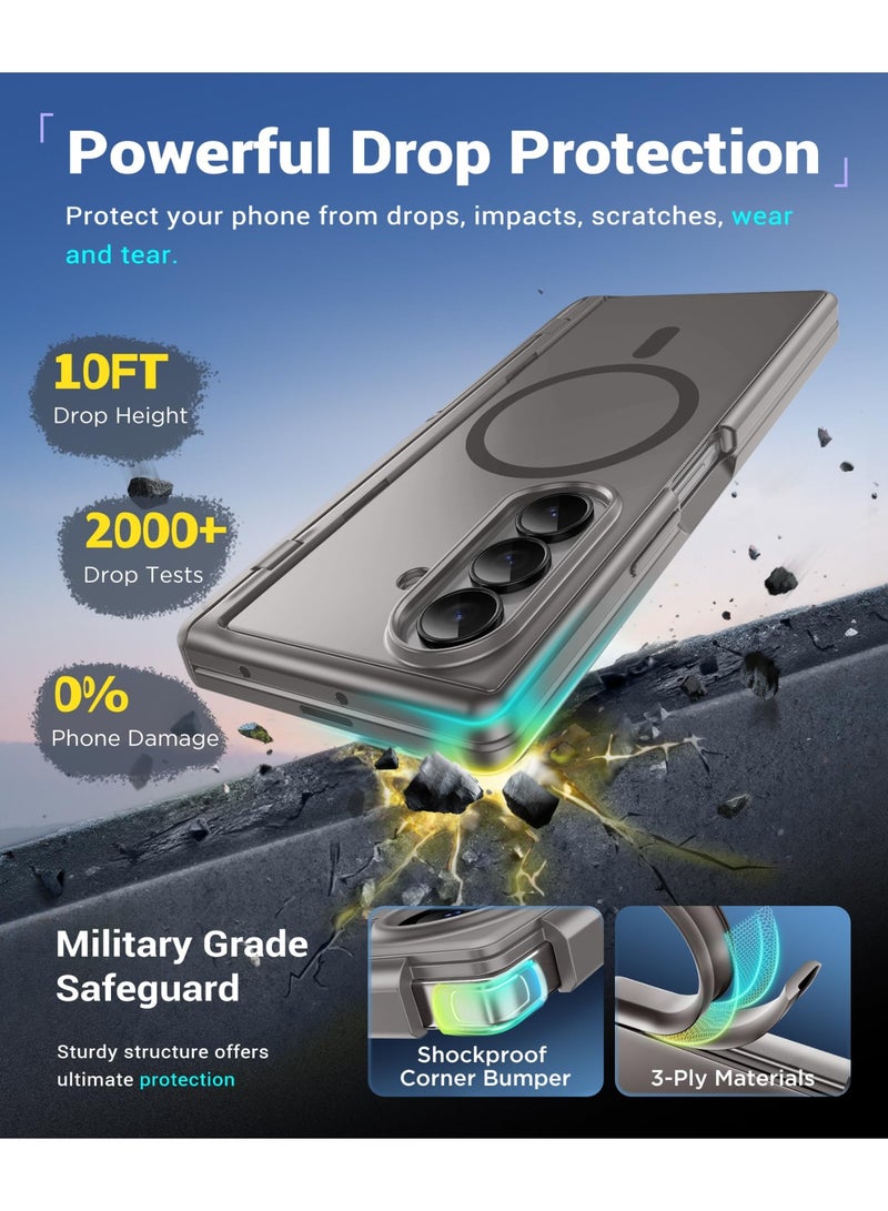 بيرفي غطاء سامسونج جالاكسي زد فولد 7 مع واقي شاشة للخصوصية، ‏[متوافق مع MagSafe] ‏[مضاد للتجسس] مزود بحاملين مخفيين مدمجين، حماية كاملة ضد الصدمات وتصميم - Image 5