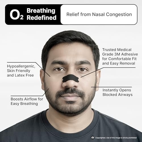 Atovio BreatheX Nasal Strips for Snoring & Congestion Relief | CDSCO Licensed | Extra Strength Drug-Free Nasal Dilator | Sweat-Proof Adhesive | Instant Airflow for Sleep & Sports (Black, 30 Strips) - Image 3