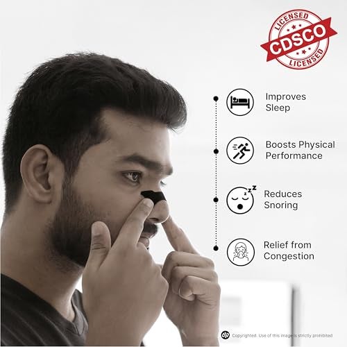 Atovio BreatheX Nasal Strips for Snoring & Congestion Relief | CDSCO Licensed | Extra Strength Drug-Free Nasal Dilator | Sweat-Proof Adhesive | Instant Airflow for Sleep & Sports (Black, 30 Strips) - Image 2