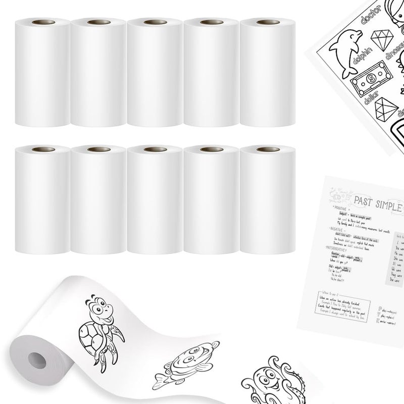 SEZNIK Non Sticky Thermal Paper Rolls, 57mm Width, 2 inch Thermal Paper for Mini Printer (White-57mm Width-Continuous Non Sticky Roll-Pack of 10) - Image 1