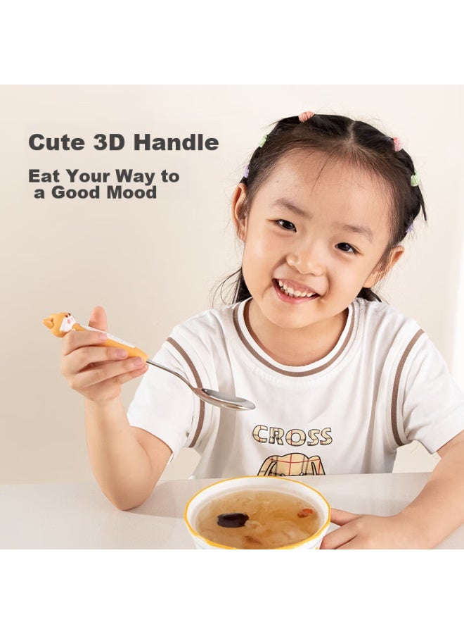 JD.com Jingdong Jingzao 316 ملعقة ستانلس ستيل كرتونية لطيفة، ملعقة طعام للأطفال، ملعقة طعام للأطفال، ملعقة حساء، ملعقة طعام، ملعقة حساء، مجموعة من قطعتين - Image 3
