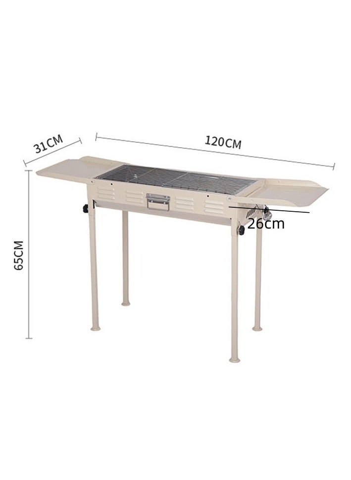 Portable Charcoal Grill BBQ,Outdoor Stainless Steel Barbecue Grill,Folding Portable Go-Anywhere Charcoal Grill for Cooking,Camping,Hiking,Picnic Patio Backyard Large. (White)  - Image 2