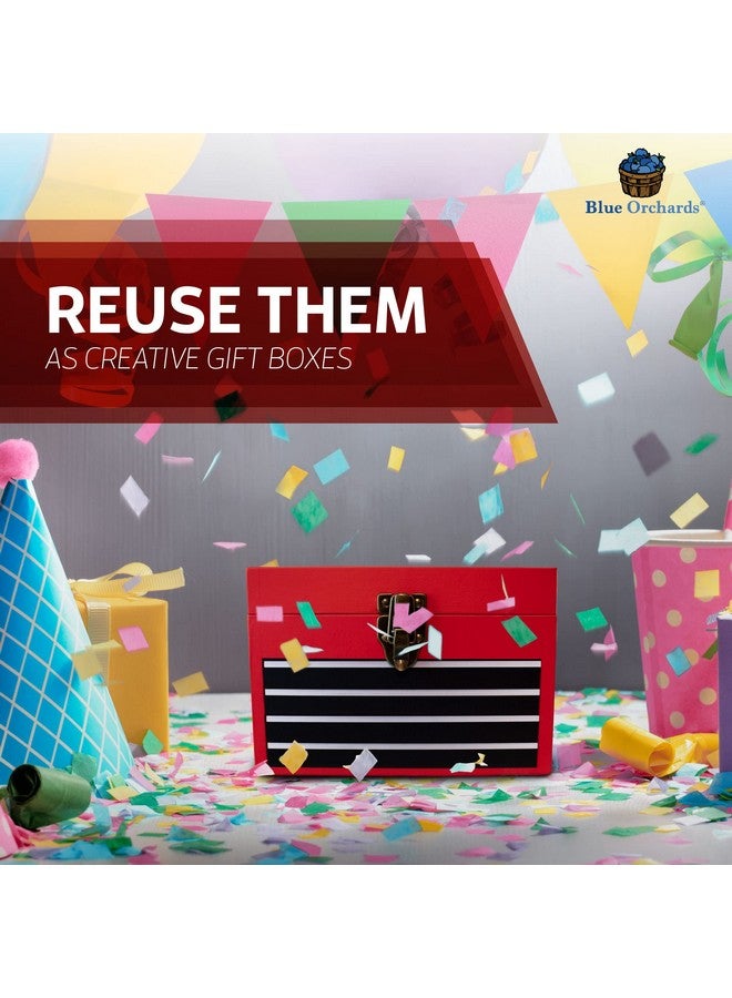 بلو أورتشدس صناديق أدوات من الورق المقوى من Blue Orchards (مجموعة من 3)، هدايا حفلات الأدوات، هدايا حفلات الأدوات، ديكورات غرف الأدوات، حفلات أعياد الميلاد، تغليف هدايا الكريسماس، التخزين أو العرض - Image 5