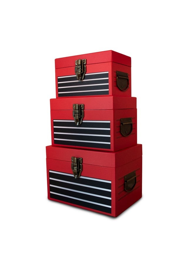 بلو أورتشدس صناديق أدوات من الورق المقوى من Blue Orchards (مجموعة من 3)، هدايا حفلات الأدوات، هدايا حفلات الأدوات، ديكورات غرف الأدوات، حفلات أعياد الميلاد، تغليف هدايا الكريسماس، التخزين أو العرض - Image 1