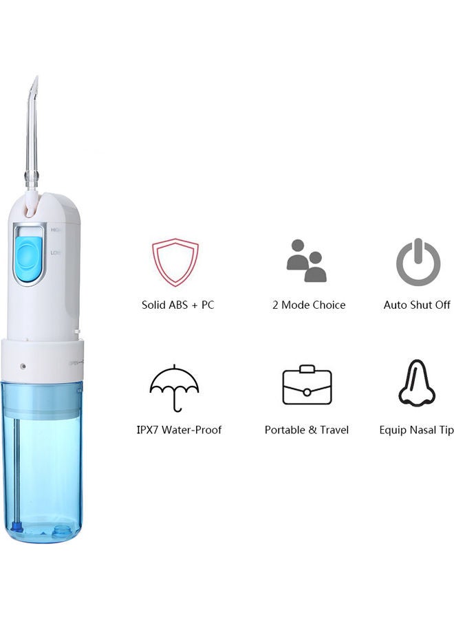 NIBEMINENT Rechargeable Water Flosser Tooth Cleaning Oral Irrigator Tool Set White/Blue - Image 3