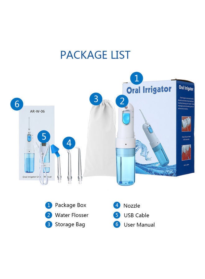 NIBEMINENT Rechargeable Water Flosser Tooth Cleaning Oral Irrigator Tool Set White/Blue - Image 5