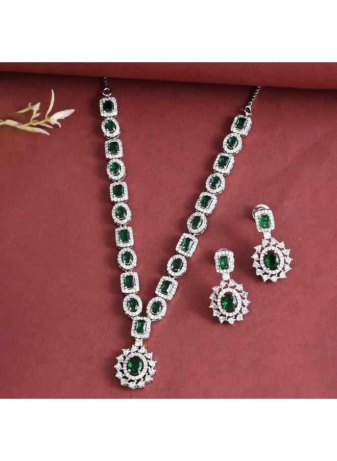 Sparkling Elegance Green and White CZ Brass Silver Plated Jewellery Set - pzsku/Z28DA151F6F3C7626E50FZ/45/_/1730198356/15dcf64c-008e-48b1-afb6-f59466d90f7c