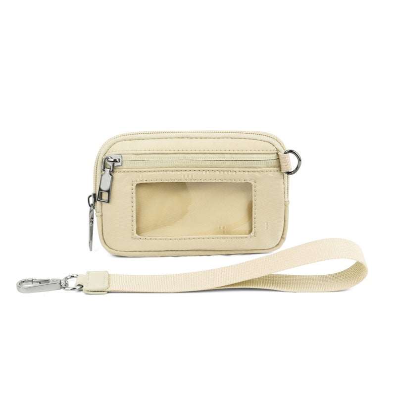 Off White Nylon Card Holder with Wristlet - Image 1