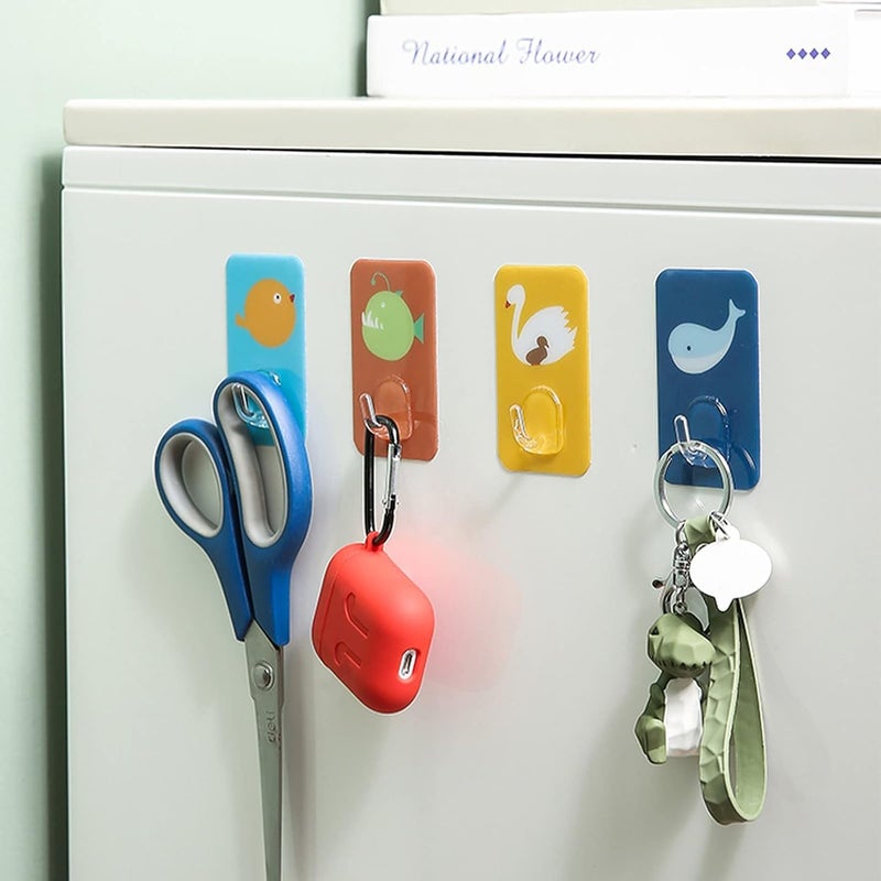 wolpin wolpin Self Adhesive Wall Hooks Waterproof Adhesive Sticky Cartoon Hooks Hanging Capacity 2 KG Max Multipurpose Home Storage Colorful Hook Pack of 5 Pcs MetalPolyvinyl Chloride  - Image 4