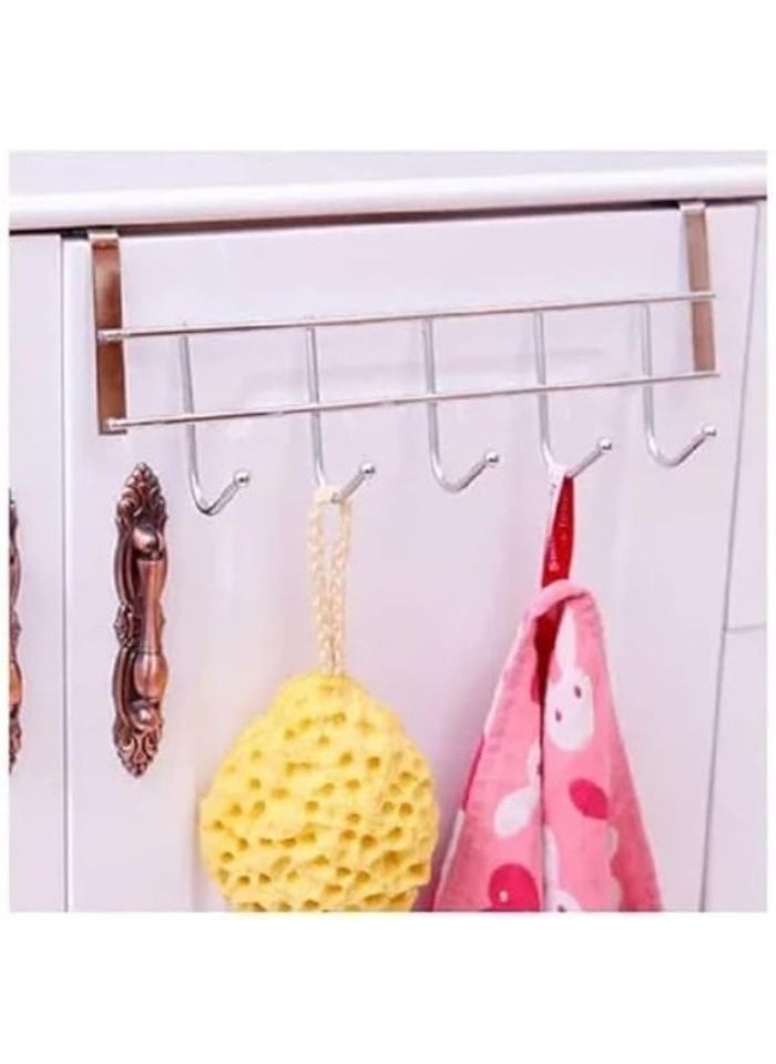 Generic - Door Hanger, Over the Door Hook, 6 Movable Over the Door Hooks for Hanging Coats, Heavy Duty Aluminum Door Organizer Hanger for Towels, Clothes, Hats and Bags Behind the Door and Bathroom (46 x 23cm) - Image 1
