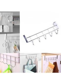Door Hanger, Over the Door Hook, 6 Movable Over the Door Hooks for Hanging Coats, Heavy Duty Aluminum Door Organizer Hanger for Towels, Clothes, Hats and Bags Behind the Door and Bathroom (46 x 23cm)