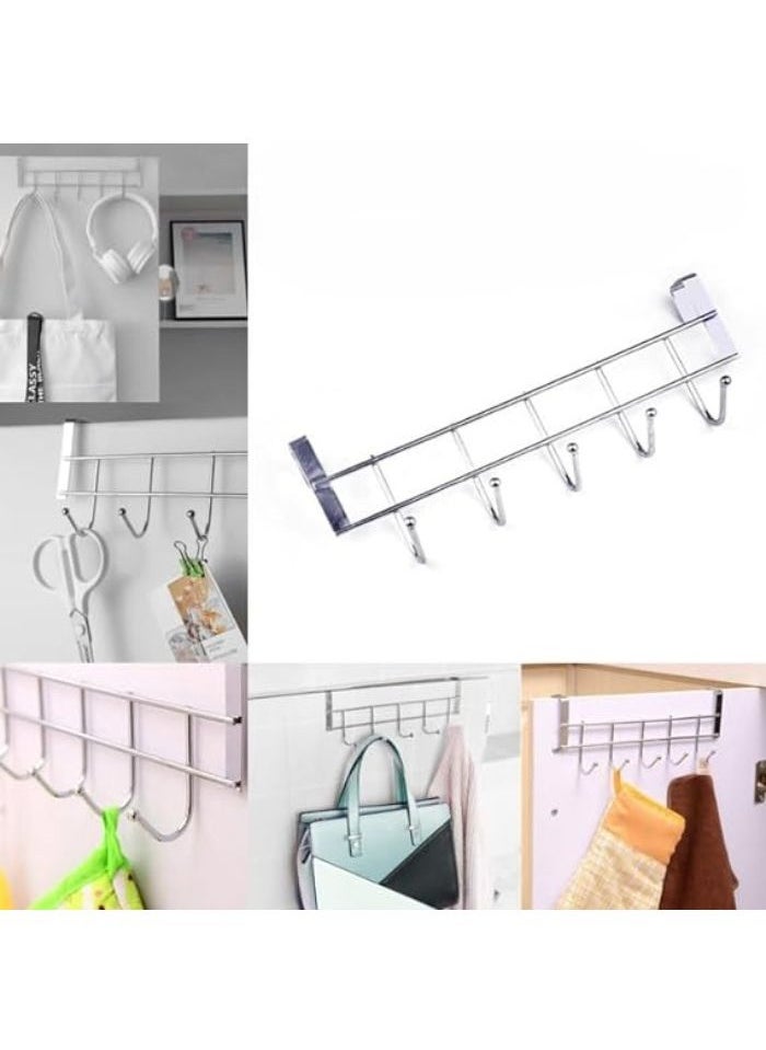 Generic - Door Hanger, Over the Door Hook, 6 Movable Over the Door Hooks for Hanging Coats, Heavy Duty Aluminum Door Organizer Hanger for Towels, Clothes, Hats and Bags Behind the Door and Bathroom (46 x 23cm) - Image 1