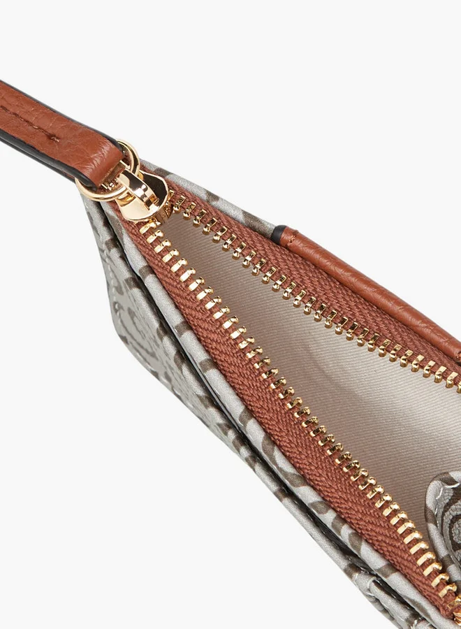 Celeste Monogram Print Wallet with Zip Closure