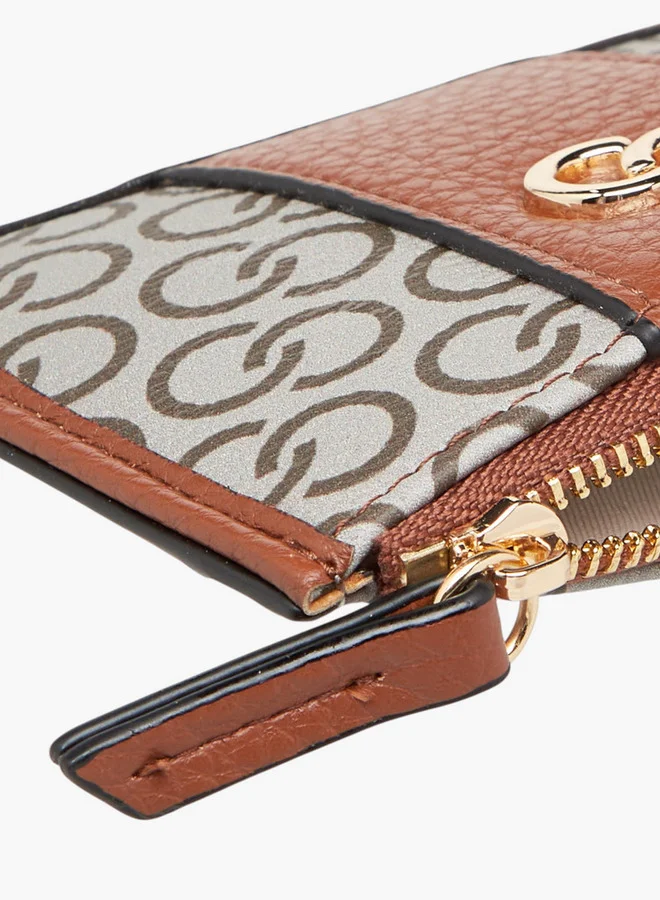 Celeste Monogram Print Wallet with Zip Closure