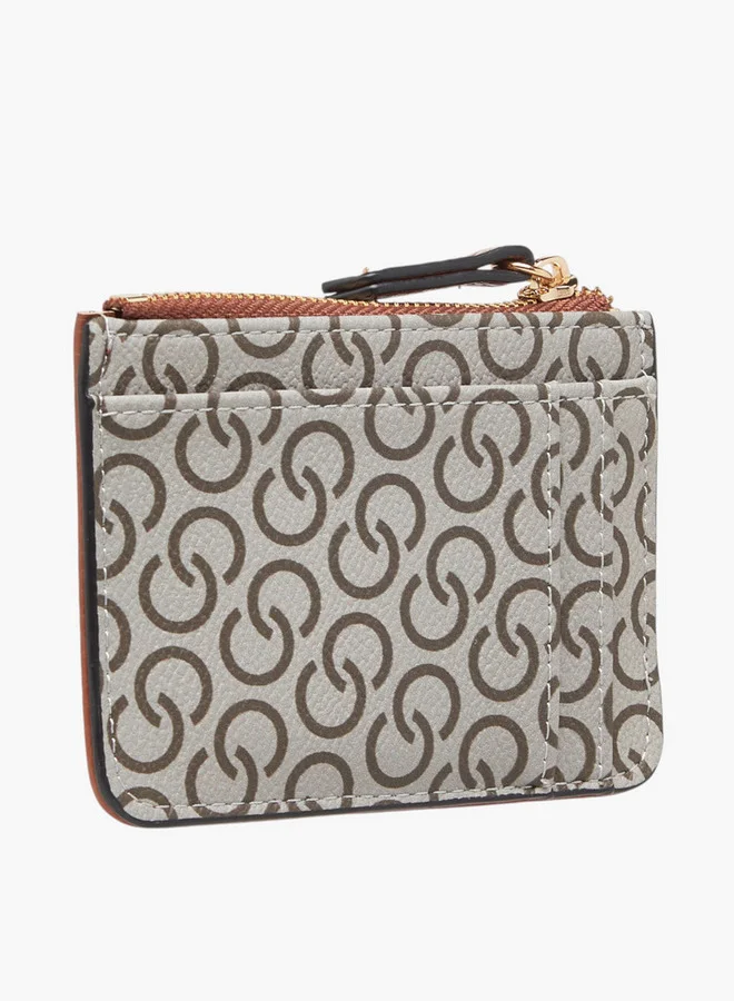 Celeste Monogram Print Wallet with Zip Closure